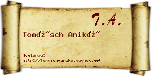 Tomásch Anikó névjegykártya